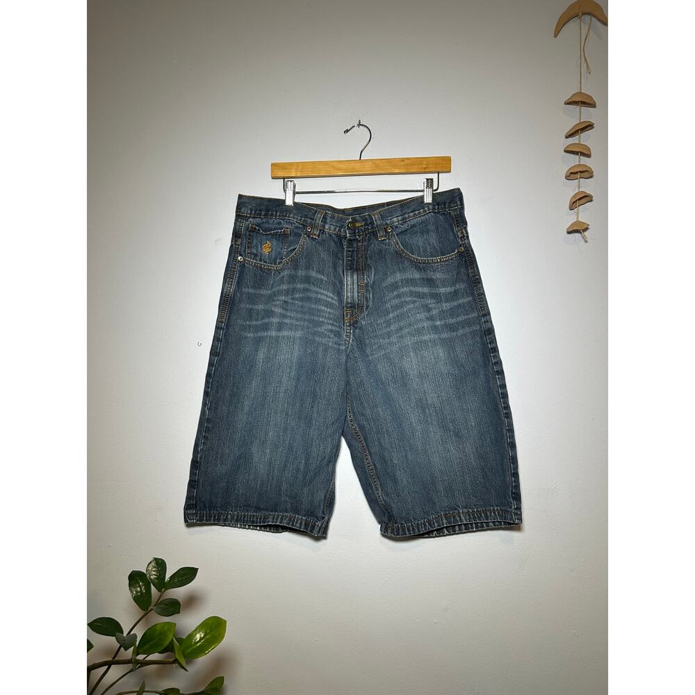 Rocawear Baggy Long Jean Shorts | Y2K Hip-Hop Streetwear Jorts - (Men's 36)